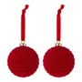 PINGENTE BOLA CORDA 8 CM SANTA ROCKS C/2 - VERMELHO - Foto 1