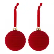 PINGENTE BOLA CORDA 8 CM SANTA ROCKS C/2 - VERMELHO - Foto 1