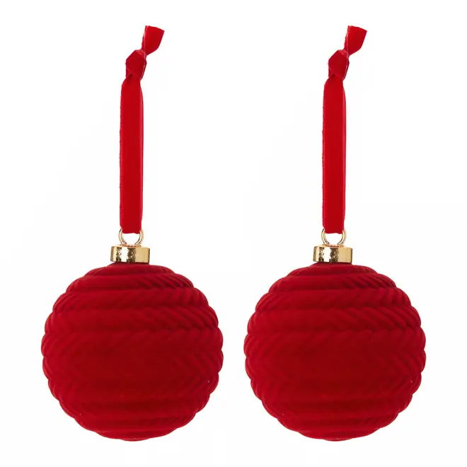 PINGENTE BOLA CORDA 8 CM SANTA ROCKS C/2 - VERMELHO - Foto 1
