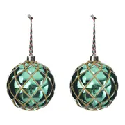 KIT COM 2 PINGENTES BOLAS CORDAS HOHO HOME - ENGLISH GREEN/DOURADO - Foto 1