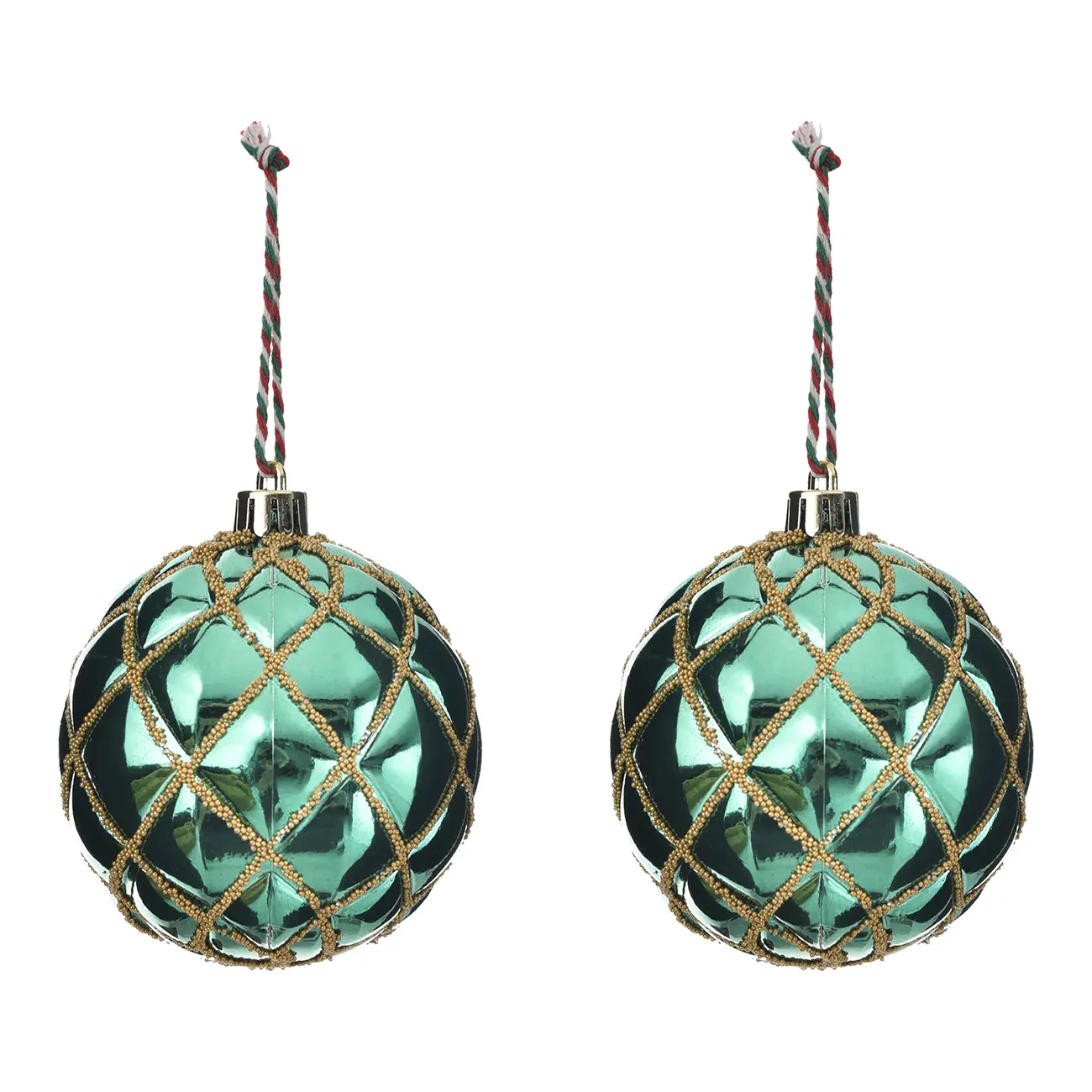 KIT COM 2 PINGENTES BOLAS CORDAS HOHO HOME - ENGLISH GREEN/DOURADO - Foto 1
