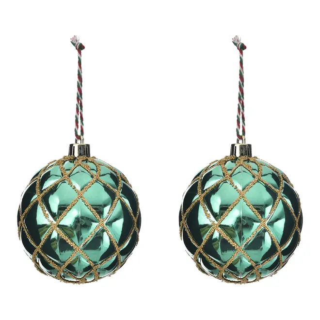 KIT COM 2 PINGENTES BOLAS CORDAS HOHO HOME - ENGLISH GREEN/DOURADO - Foto 1