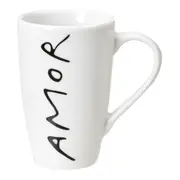 CANECA 400 ML LIVRO EM LOUÇAS AMOR - BRANCO/PRETO - Foto 1