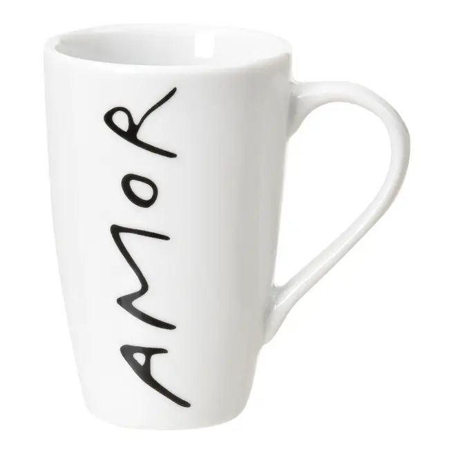 CANECA 400 ML LIVRO EM LOUÇAS AMOR - BRANCO/PRETO - Foto 1