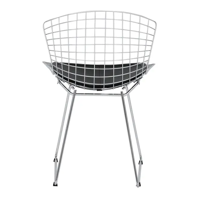 CADEIRA COM ALMOFADA BERTOIA - CROMADO/PRETO - Foto 5