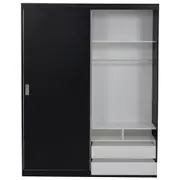 GUARDA-ROUPA DE CASAL 2 PORTAS DE CORRER 180 NOVILE - PRETO/BRANCO - Foto 2
