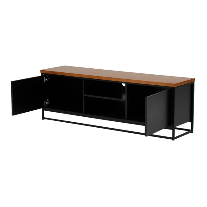 RACK 2 PORTAS 1,40 M X 35 CM SHELVES - PRETO/NOZES - Foto 4