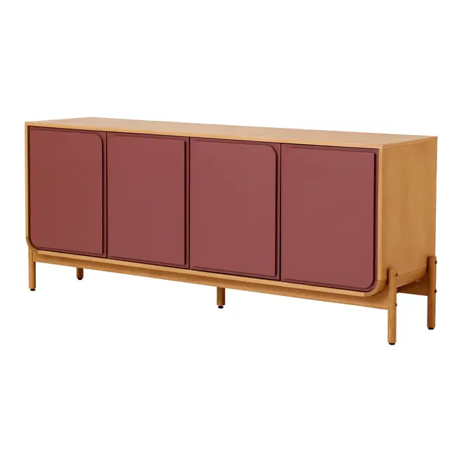 BUFFET 4 PORTAS 1,87 M X 45 CM ANTÚRIO - MACCHIATO/RODONITA - Foto 4