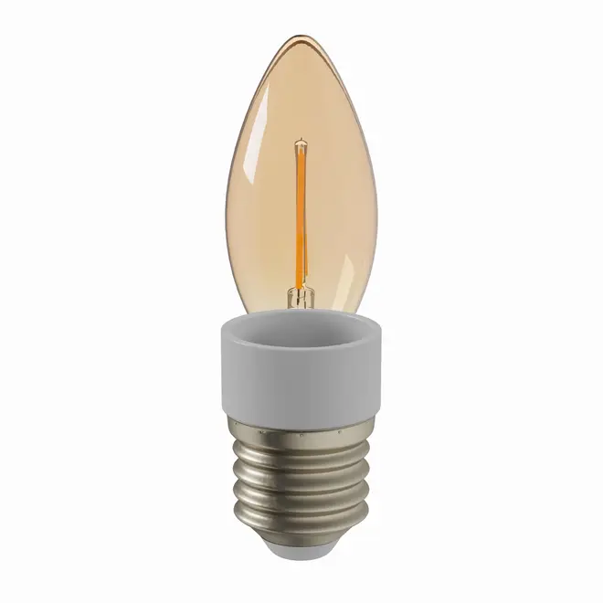 LÂMPADA VELA FILAMENTO E14 E27 3W 220V LUZ AMARELA TASCHIBRA - HANBAR - Foto 24