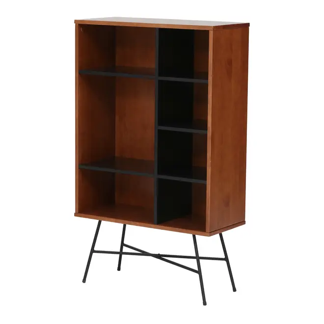 ESTANTE 70 CM X 1,17 M MID CENTURY - PRETO/NOZES - Foto 2