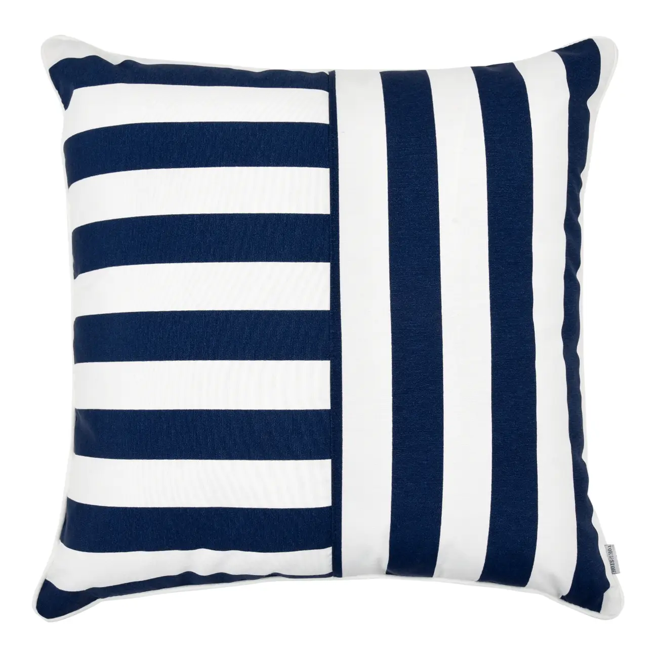 ALMOFADA 45 CM X 45 CM BLUESTRIPE RECORTES - BRANCO/AZUL ESCURO - Foto 1