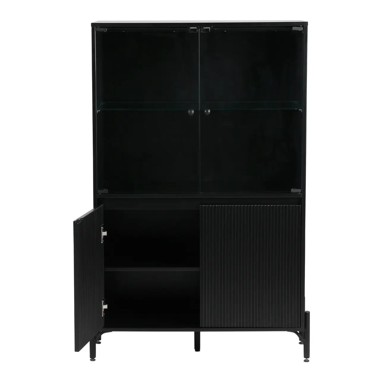 CRISTALEIRA 4 PORTAS 90X139 RIBS - PRETO/INCOLOR - Foto 4
