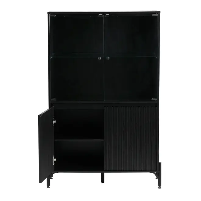 CRISTALEIRA 4 PORTAS 90X139 RIBS - PRETO/INCOLOR - Foto 4