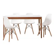 MESA COM 4 CADEIRAS NOAH/EASY WOOD - FAIA/BRANCO - Foto 1