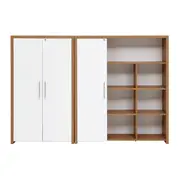 CONJUNTO ARMÁRIO 3 PORTAS C/ESTANTE BOSS - OAK TAMMI/BRANCO - Foto 1