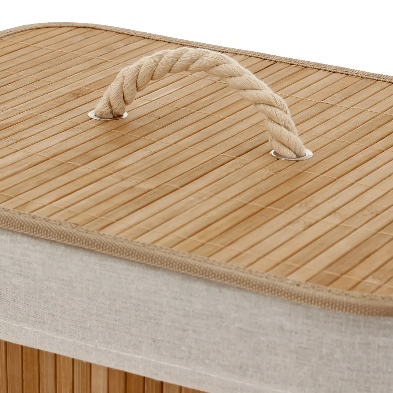 CESTO PARA ROUPAS 50 CM X 40 CM X 30 CM BUKA - BAMBU/NATURAL - Foto 6