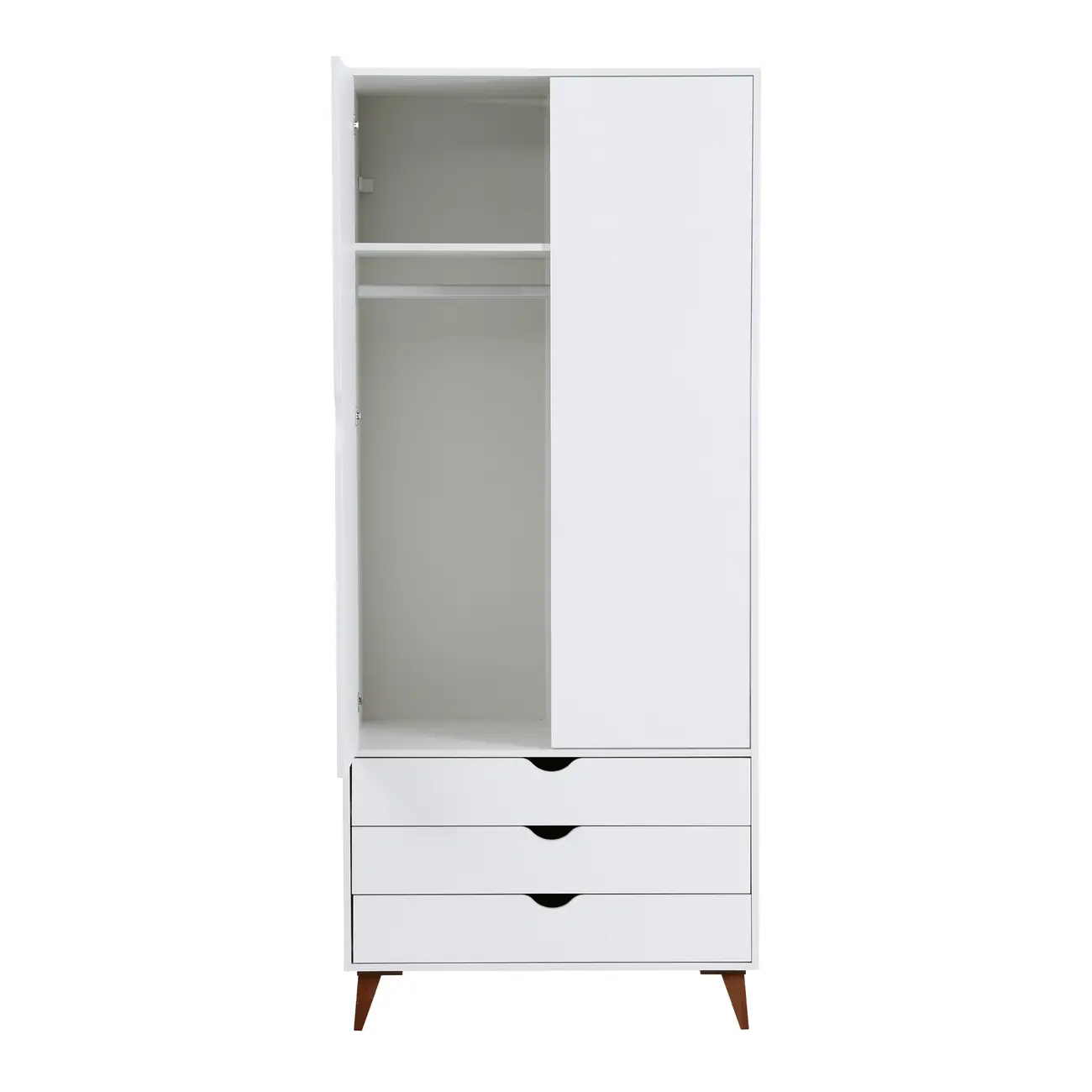 GUARDA-ROUPA 2 PORTAS/3 GAVETAS LIN - BRANCO/NOZES - Foto 2