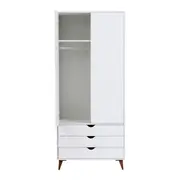 GUARDA-ROUPA 2 PORTAS/3 GAVETAS LIN - BRANCO/NOZES - Foto 2