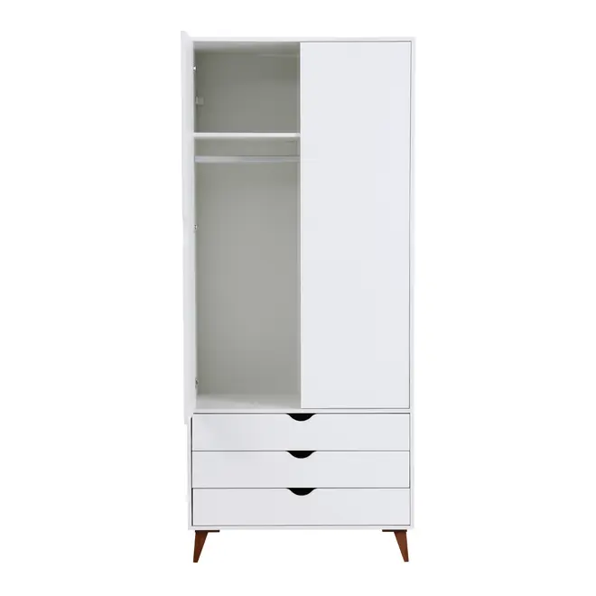 GUARDA-ROUPA 2 PORTAS/3 GAVETAS LIN - BRANCO/NOZES - Foto 2