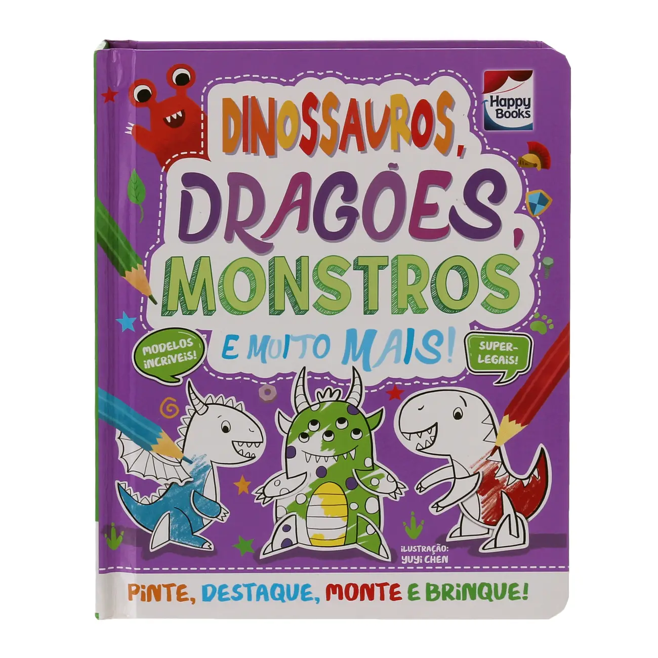 LIVRO COLORIR E MONTAR: DINOSSAUROS, DRAGOES, MONSTROS - MULTICOR - Foto 1