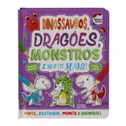 LIVRO COLORIR E MONTAR: DINOSSAUROS, DRAGOES, MONSTROS - MULTICOR - Foto 1