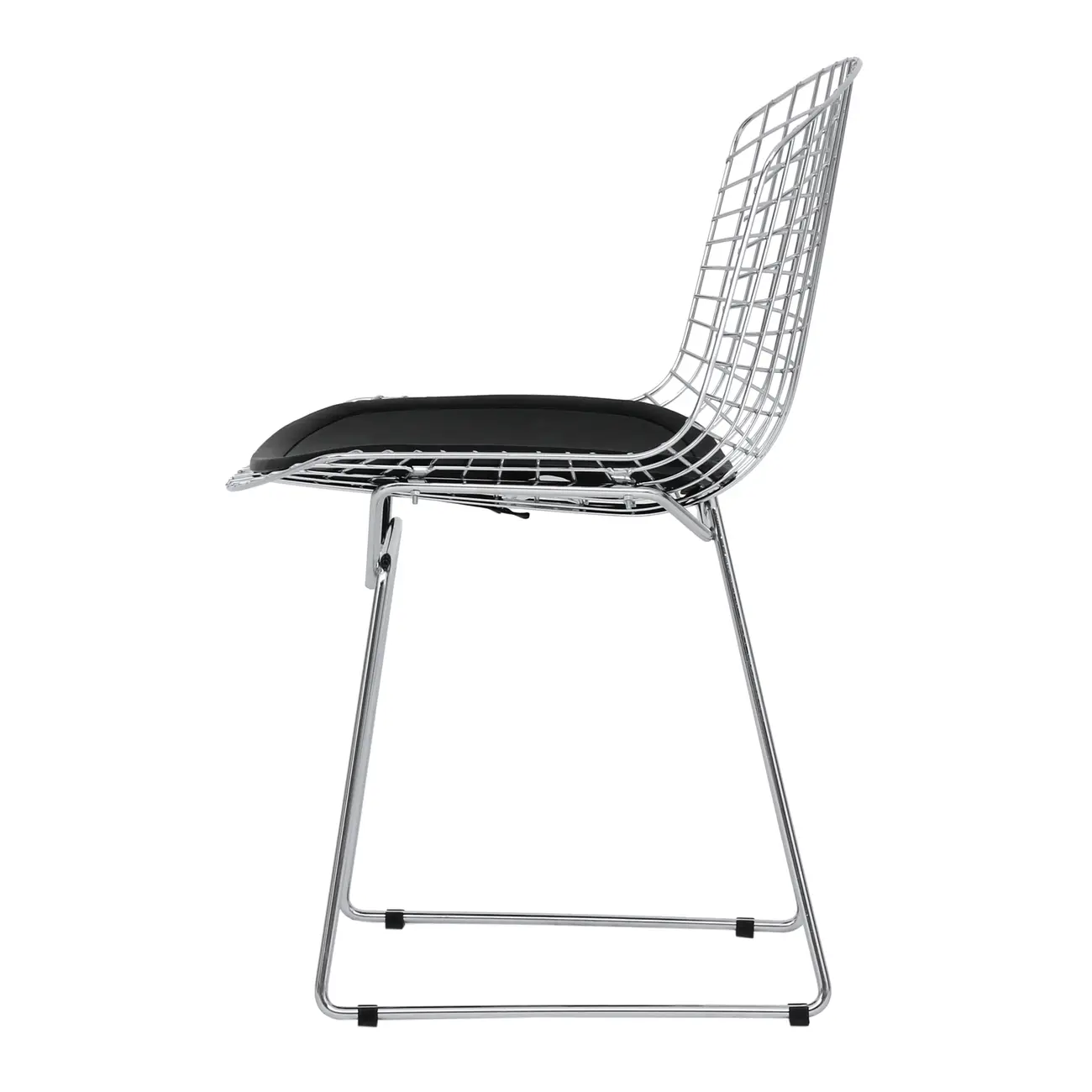 CADEIRA COM ALMOFADA BERTOIA - CROMADO/PRETO - Foto 3