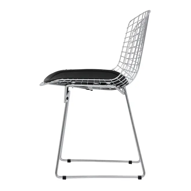 CADEIRA COM ALMOFADA BERTOIA - CROMADO/PRETO - Foto 3