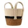 CESTO COM ALÇA 18 CM X 20 CM X 20 CM MOKKA - FIBRA CLARA/PRETO - Foto 3