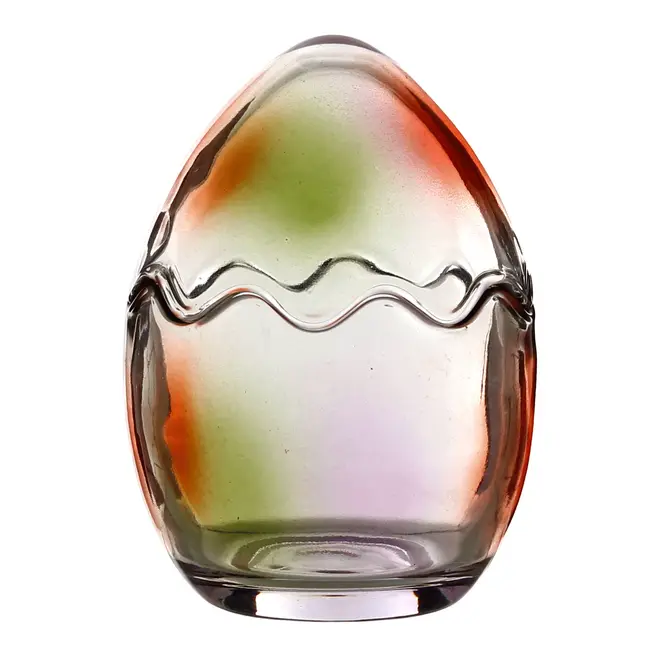 POTE/ADORNO OVO PÁSCOAMOR 14 CM - MOUSSE DE JABUTICABA/LARANJA LED - Foto 1