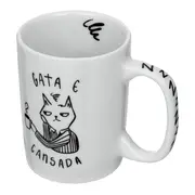 CANECA 160 ML GATA E CANSADA - BRANCO/PRETO - Foto 3