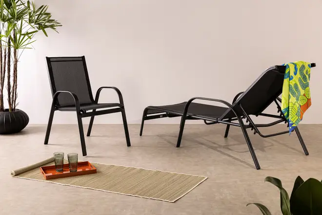 CHAISE LONGUE SUN - PRETO/PRETO - Foto 12