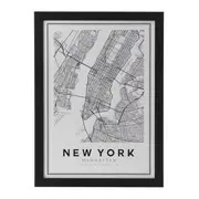 QUADRO 28 CM X 38 CM ROAD MAP NEW YORK - PRETO/BRANCO - Foto 1