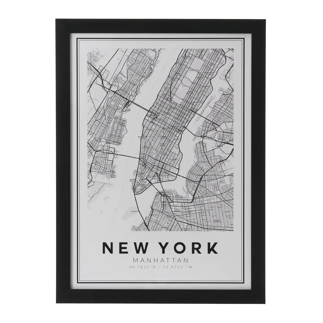 QUADRO 28 CM X 38 CM ROAD MAP NEW YORK - PRETO/BRANCO - Foto 1