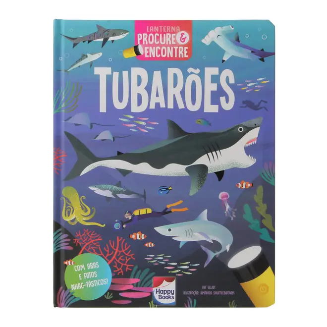 LANTERNA - PROCURE E ENCONTRE! TUBARÕES LIVRO INFANTIL - MULTICOR - Foto 1