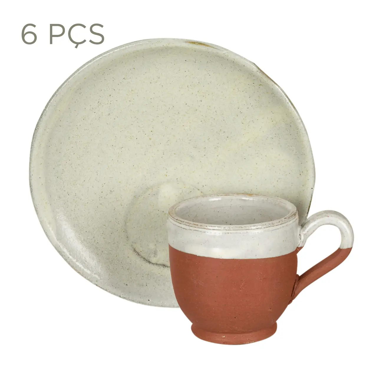 JOGO DE XÍCARA DE CAFÉ C/6 PEÇAS PALEO - BRANCO/ARGILA - Foto 1