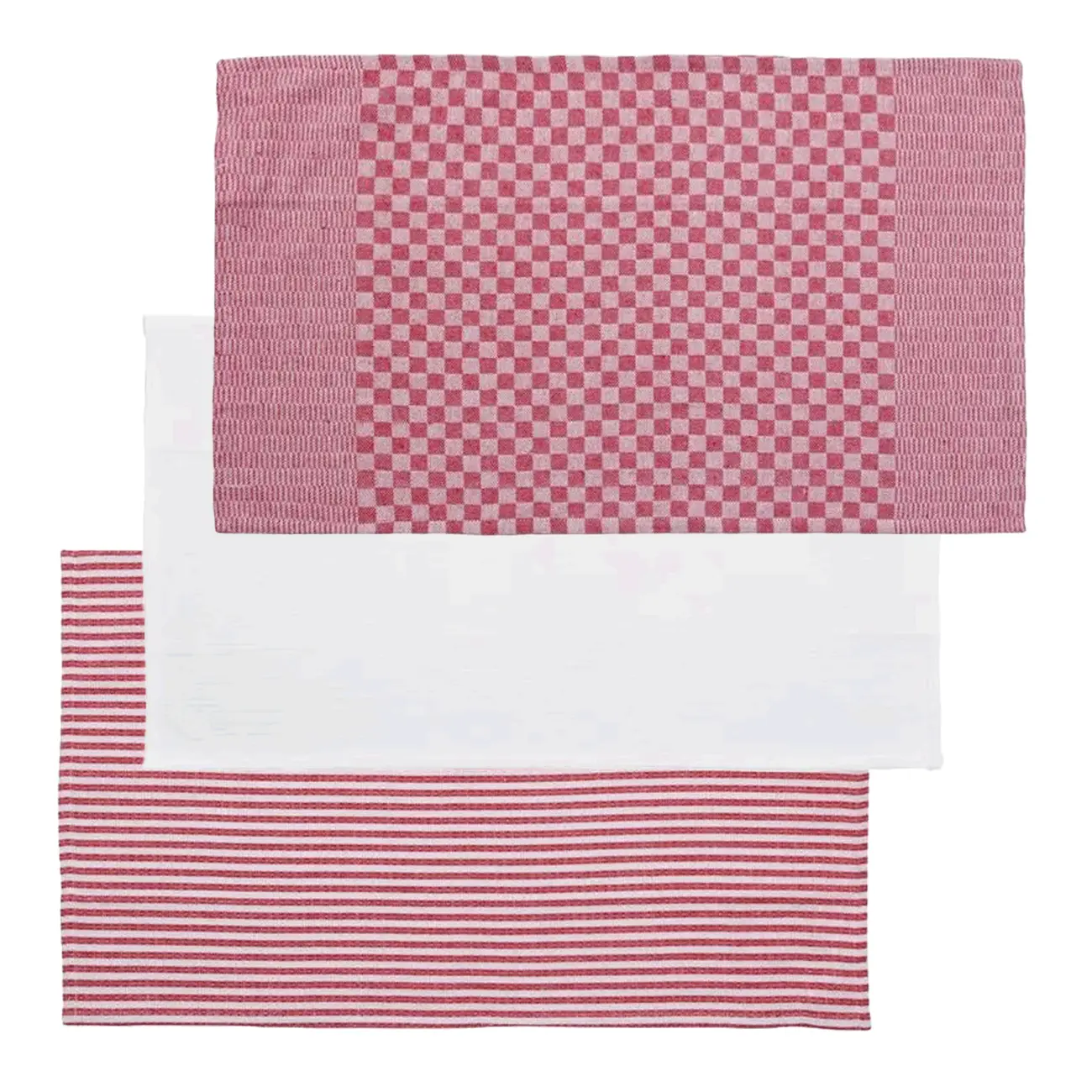 PANO DE PRATO COM 3 STAMP - BRANCO/VERMELHO - Foto 1