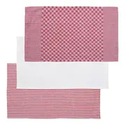 PANO DE PRATO COM 3 STAMP - BRANCO/VERMELHO - Foto 1
