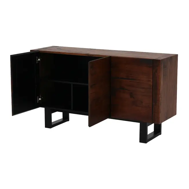 BUFFET 3 PORTAS 1,35 M X 40 CM NIARA - NOZES RÚSTICO/PRETO - Foto 7