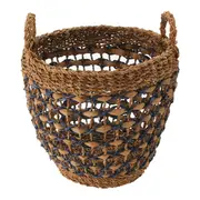 CESTO COM ALÇA 34 CM X 28 CM X 34 CM SUMELA - FIBRA CLARA/AZUL ESCURO - Foto 2