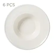 JOGO PRATO MASSA/RISOTO C/6 PEÇAS PALEO - BRANCO/ARGILA - Foto 1