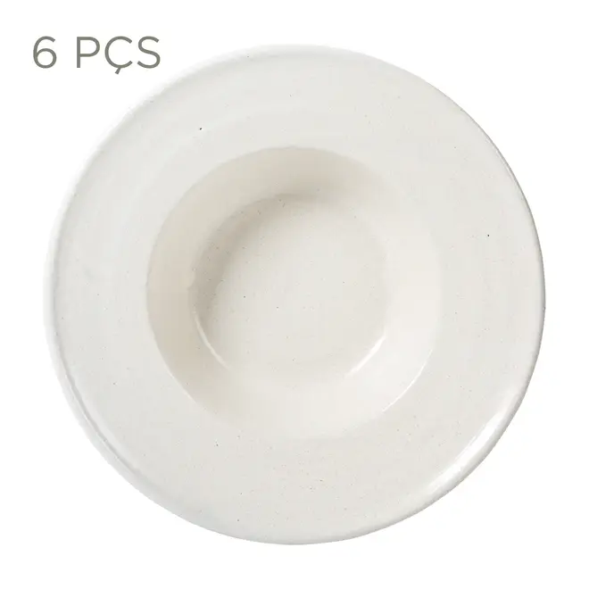 JOGO PRATO MASSA/RISOTO C/6 PEÇAS PALEO - BRANCO/ARGILA - Foto 1