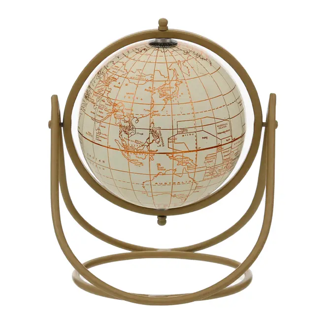 ADORNO MESA 25 CM MUNDI GLOBO TERRESTRE - OFF WHITE/DOURO - Foto 3