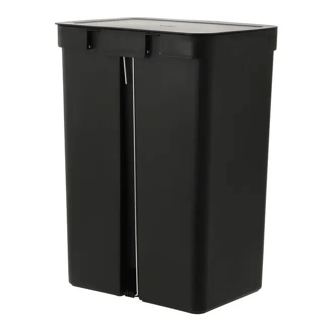 LIXEIRA DUPLA COM PEDAL 30 L TRIUM - PRETO/CINZA - Foto 4