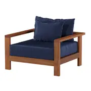POLTRONA C/ ALMOFADAS LEME - TAMARINDO/AZUL ESCURO - Foto 1
