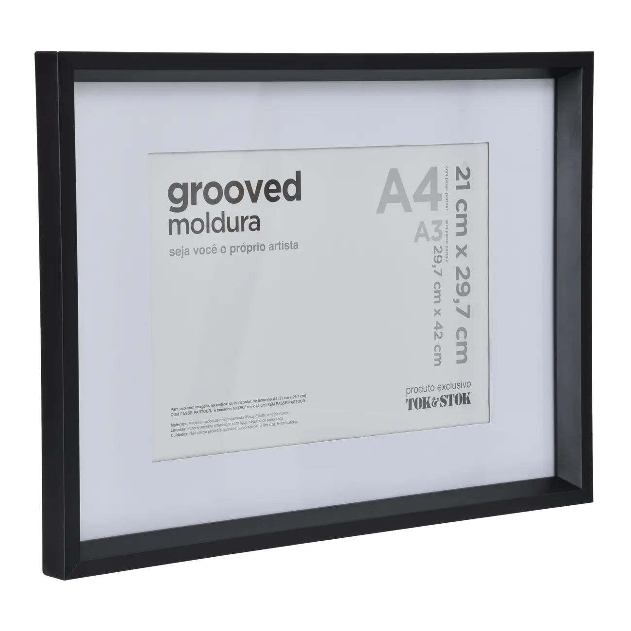 MOLDURA A4 21 CM X 29 CM GROOVED - PRETO - Foto 2