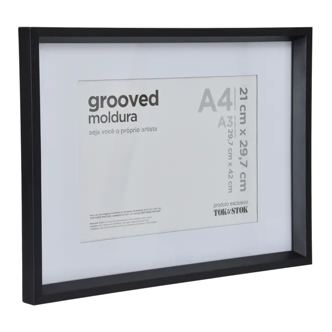MOLDURA A4 21 CM X 29 CM GROOVED - PRETO - Foto 2