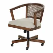 CADEIRA HOME OFFICE COM PALHINHA ATENA - NOZES/BEGE - Foto 1