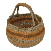 CESTO 32 CM X 30 CM X 30 CM ENTREMEADO - FIBRA CLARA/CANELA DO CEILÃO - Foto 4