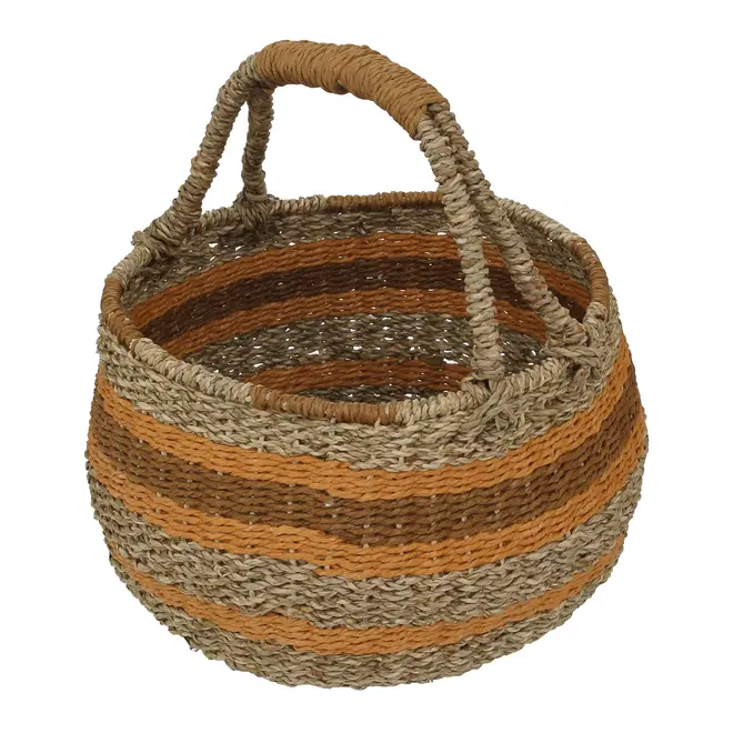 CESTO 32 CM X 30 CM X 30 CM ENTREMEADO - FIBRA CLARA/CANELA DO CEILÃO - Foto 4