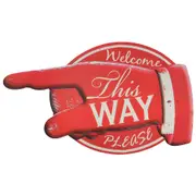 PLACA DECORATIVA 52X32 THIS WAY - VERMELHO/BRANCO - Foto 1